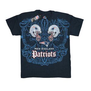 New England Patriots NFL Team Apparel Face Off Liquid Blue Crew Neck T-Shirt NWT